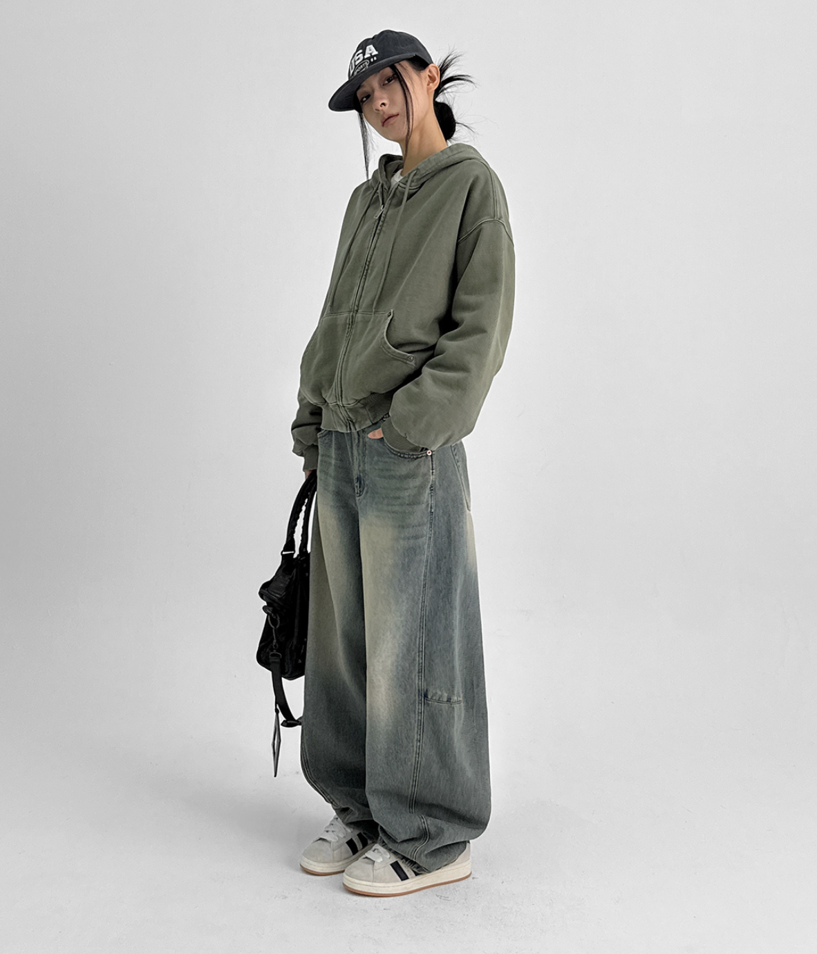 韓國 blackup 復古水洗 彎刀氣球褲 牛仔寬褲 五色