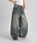 韓國 blackup 復古水洗 彎刀氣球褲 牛仔寬褲 五色