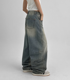 韓國 blackup 復古水洗 彎刀氣球褲 牛仔寬褲 五色