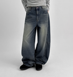 韓國 blackup 復古水洗 彎刀氣球褲 牛仔寬褲 五色