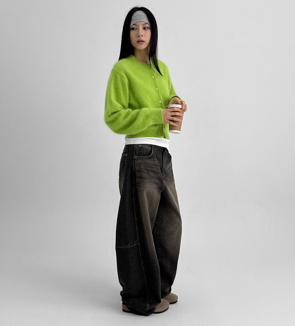 韓國 blackup 復古水洗 彎刀氣球褲 牛仔寬褲 五色