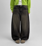 韓國 blackup 復古水洗 彎刀氣球褲 牛仔寬褲 五色