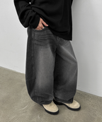 韓國 blackup 復古水洗 彎刀氣球褲 牛仔寬褲 五色