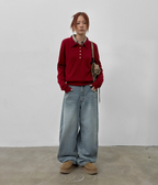 韓國 blackup 復古水洗 彎刀氣球褲 牛仔寬褲 五色