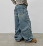 韓國 blackup 復古水洗 彎刀氣球褲 牛仔寬褲 五色