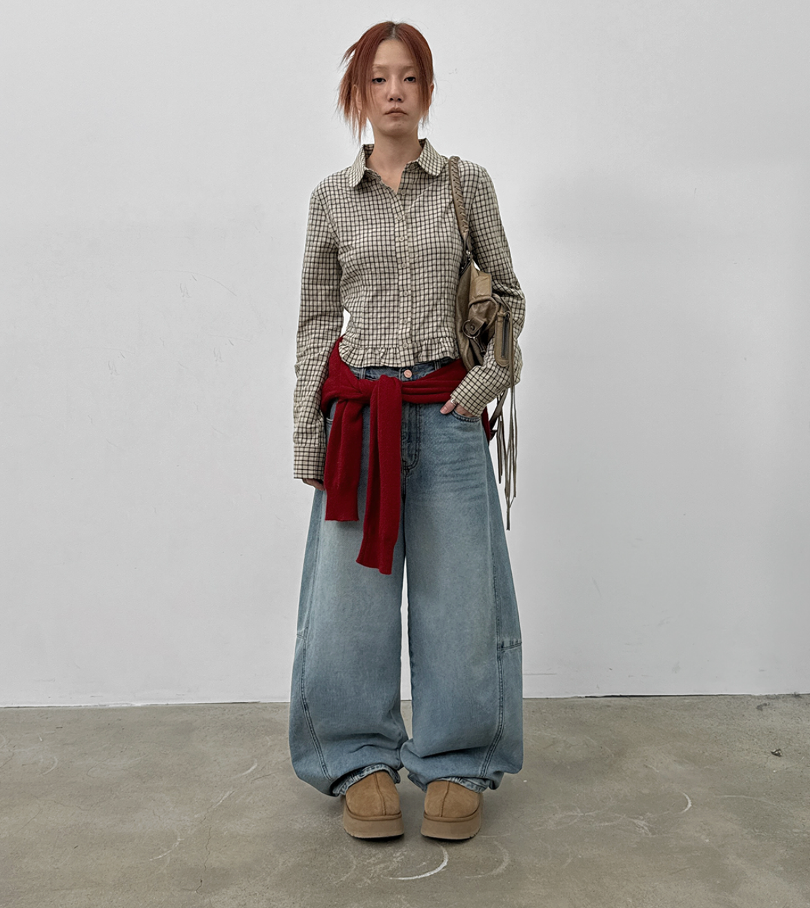 韓國 blackup 復古水洗 彎刀氣球褲 牛仔寬褲 五色