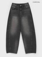 韓國 blackup 復古水洗 彎刀氣球褲 牛仔寬褲 五色