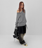 韓國 BLACKUP oversied 寬鬆亨利領 針織衫