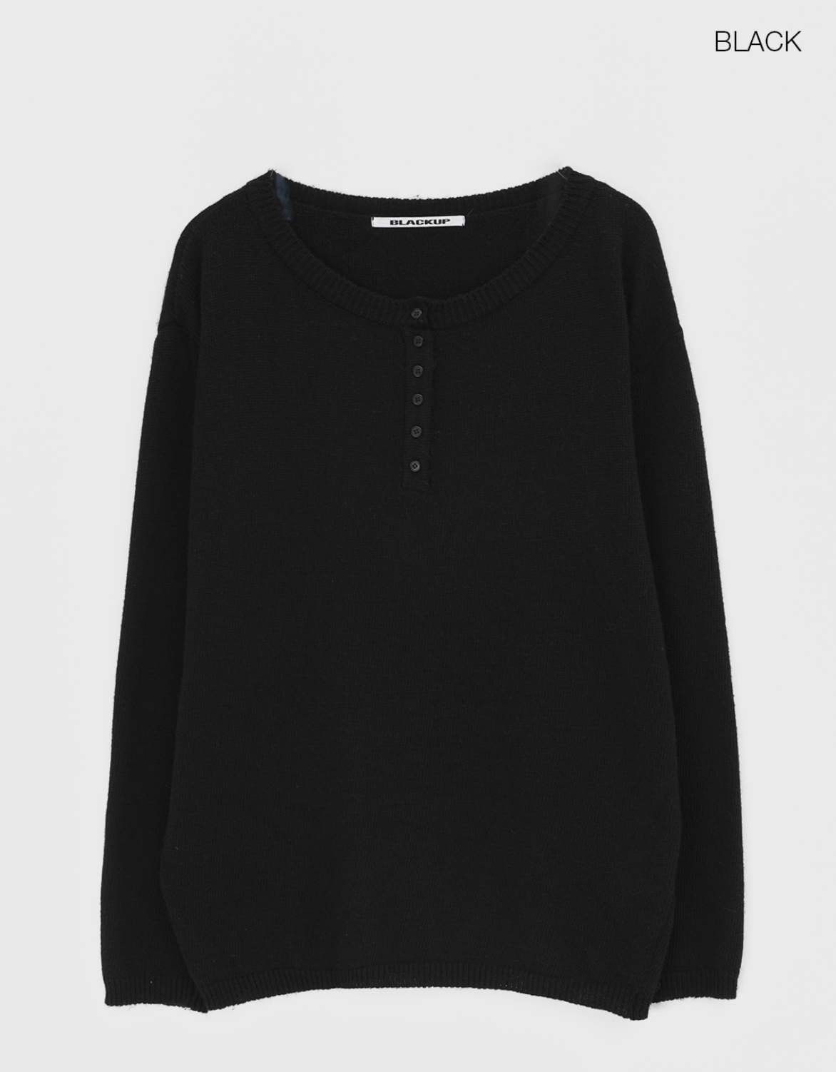 韓國 BLACKUP oversied 寬鬆亨利領 針織衫