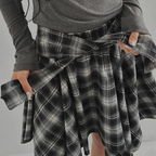 韓國 streets lagirl 鬆緊腰圍 襯衫式 英式格紋 短裙
