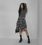 韓國 streets lagirl 鬆緊腰圍 襯衫式 英式格紋 短裙