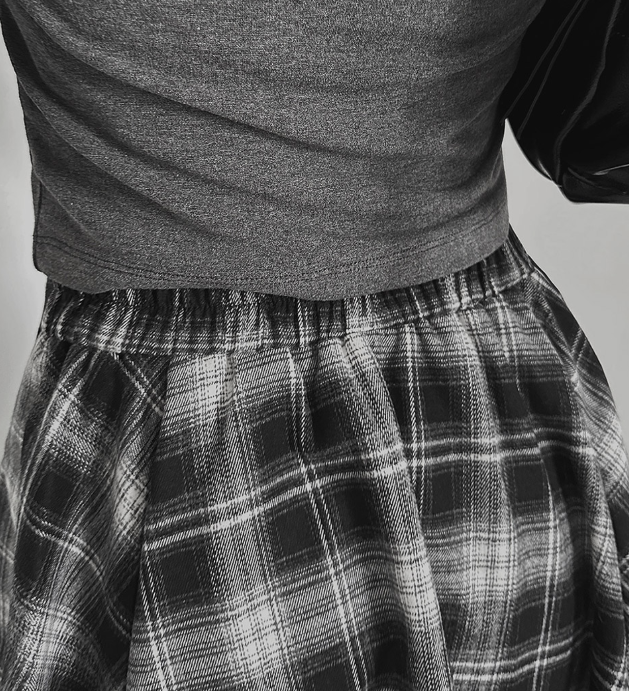 韓國 streets lagirl 鬆緊腰圍 襯衫式 英式格紋 短裙