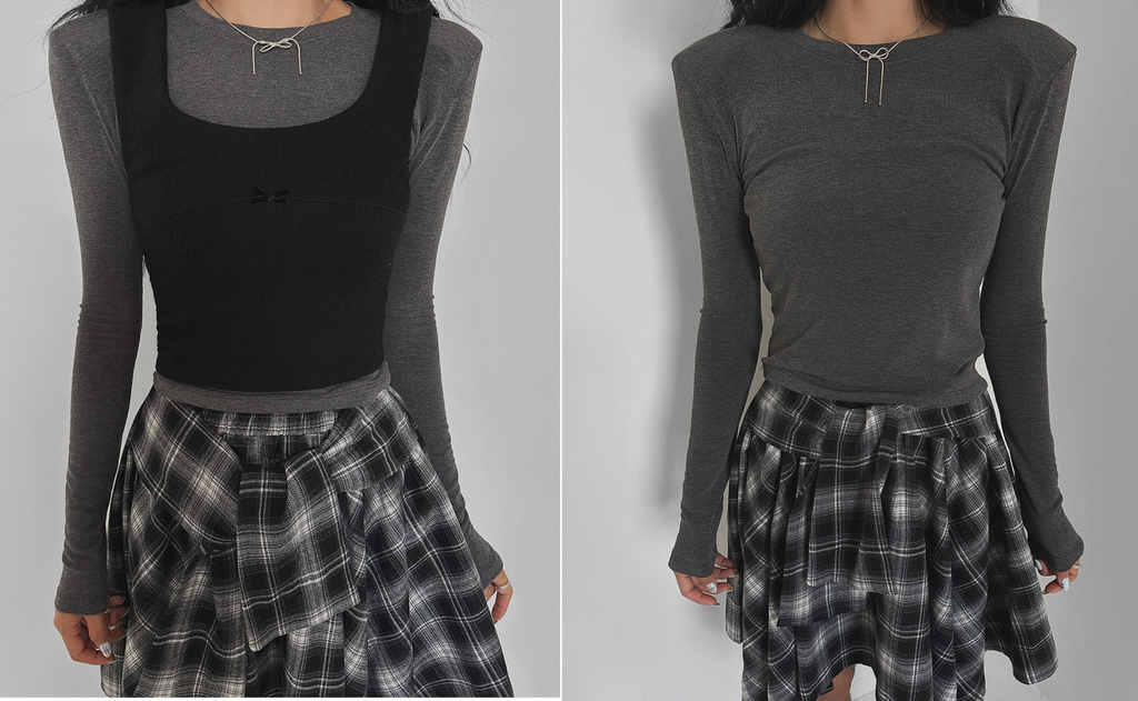 韓國 streets lagirl 鬆緊腰圍 襯衫式 英式格紋 短裙