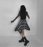 韓國 streets lagirl 鬆緊腰圍 襯衫式 英式格紋 短裙