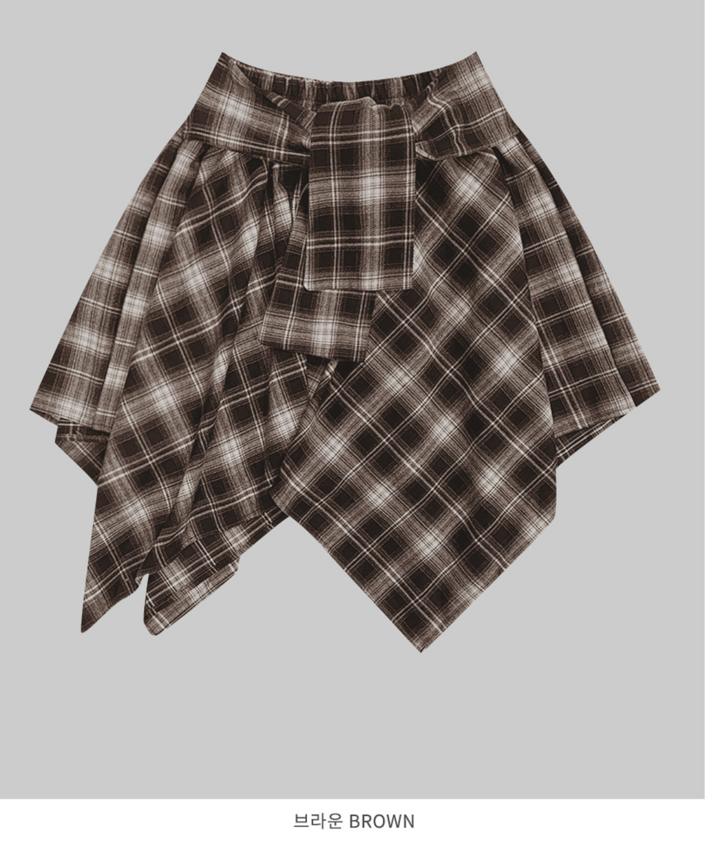 韓國 streets lagirl 鬆緊腰圍 襯衫式 英式格紋 短裙