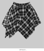 韓國 streets lagirl 鬆緊腰圍 襯衫式 英式格紋 短裙