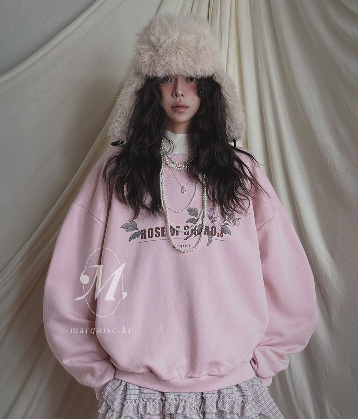 韓國Marquise oversized 落肩袖大學Tee