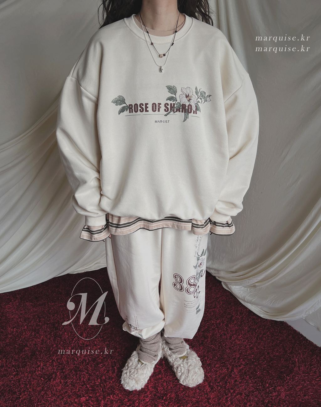 韓國Marquise oversized 落肩袖大學Tee