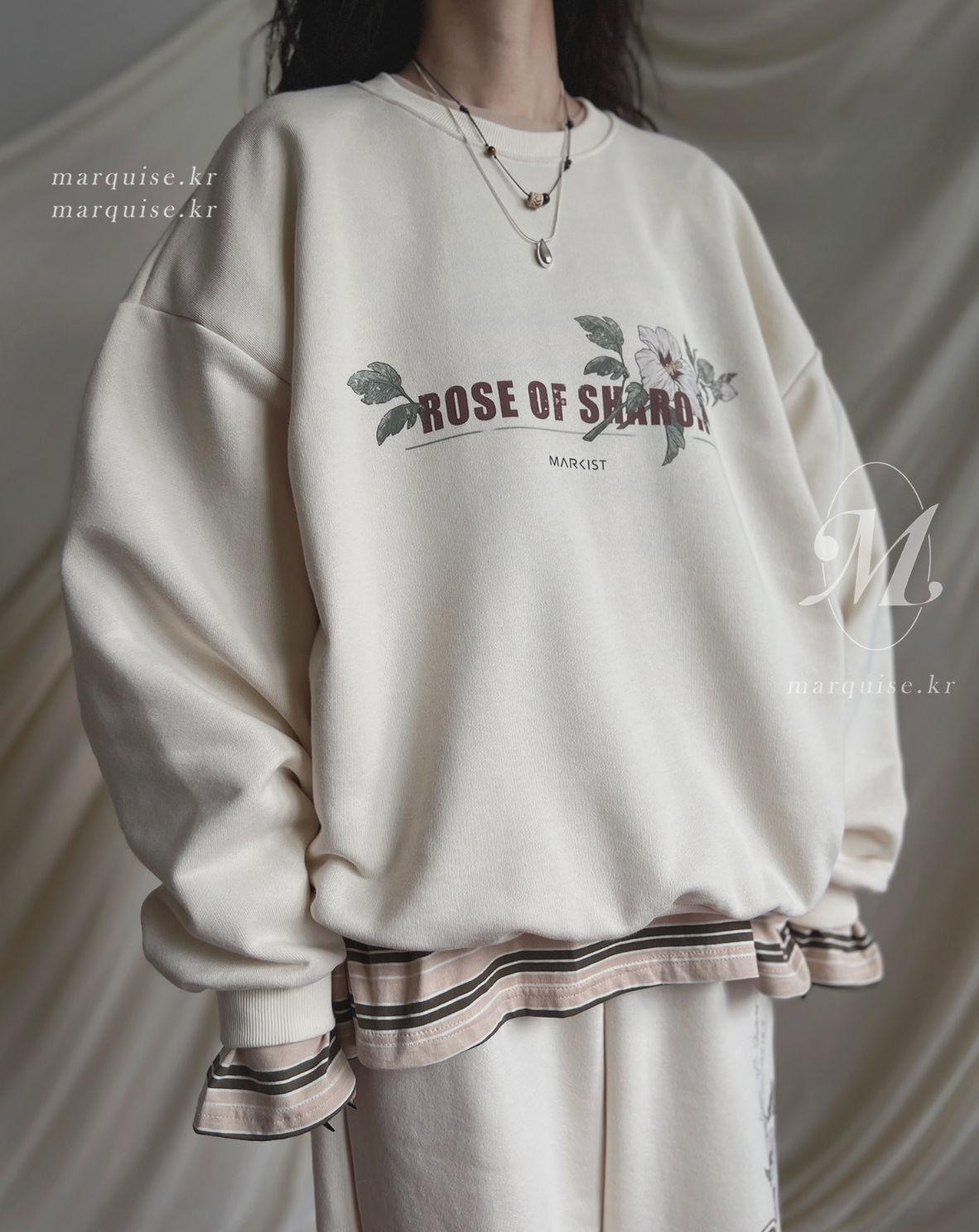 韓國Marquise oversized 落肩袖大學Tee