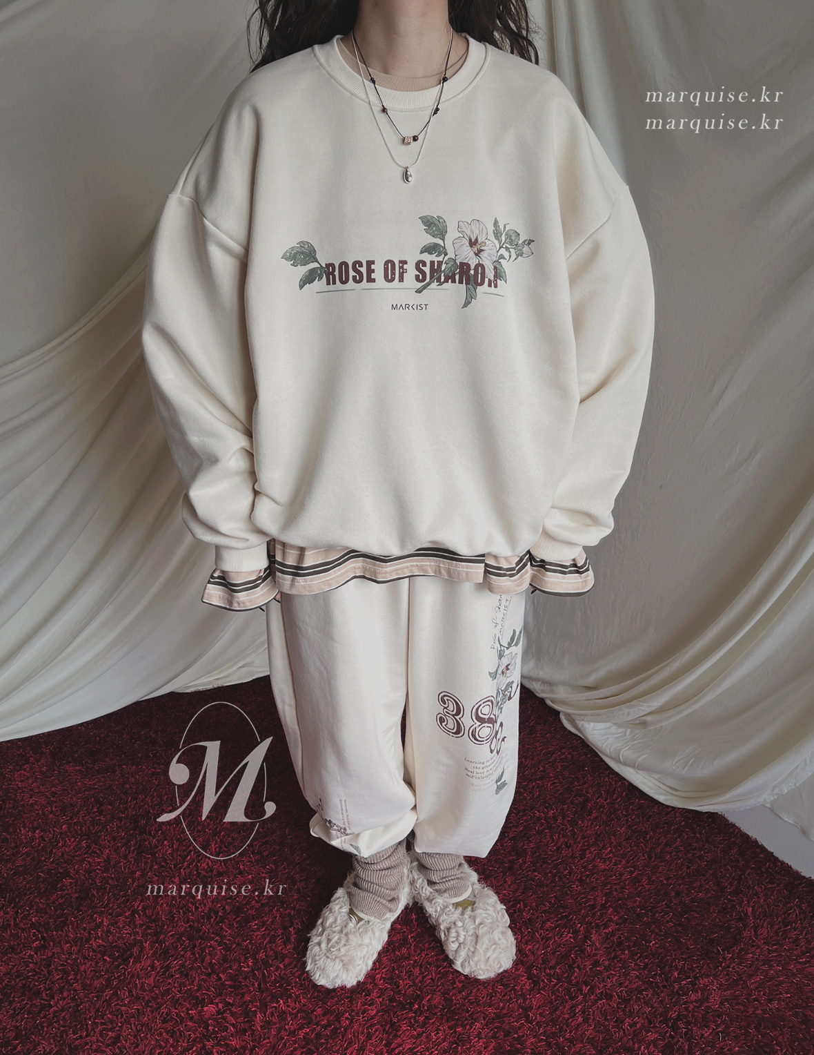 韓國Marquise oversized 落肩袖大學Tee