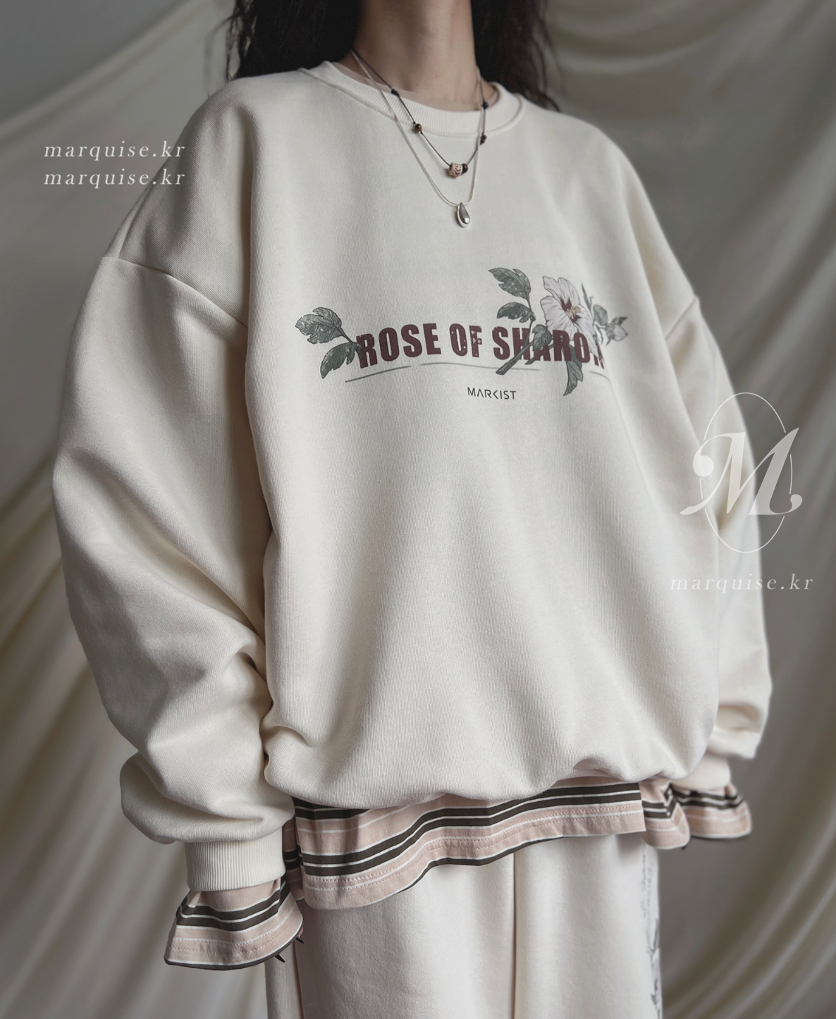 韓國Marquise oversized 落肩袖大學Tee