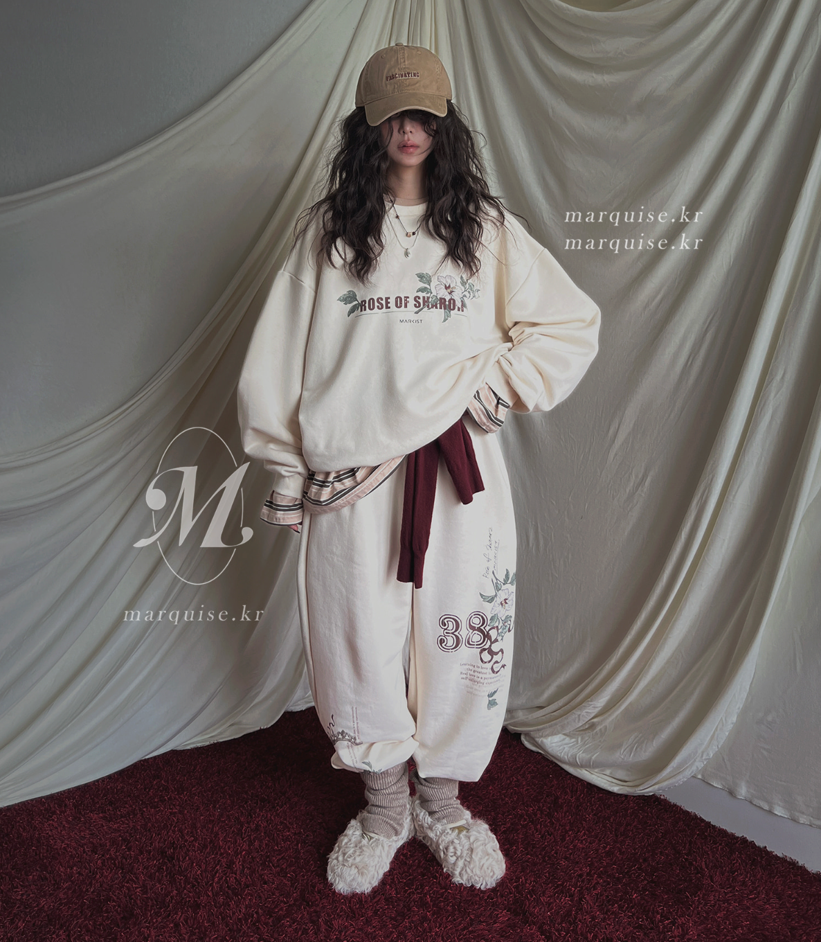 韓國Marquise oversized 落肩袖大學Tee