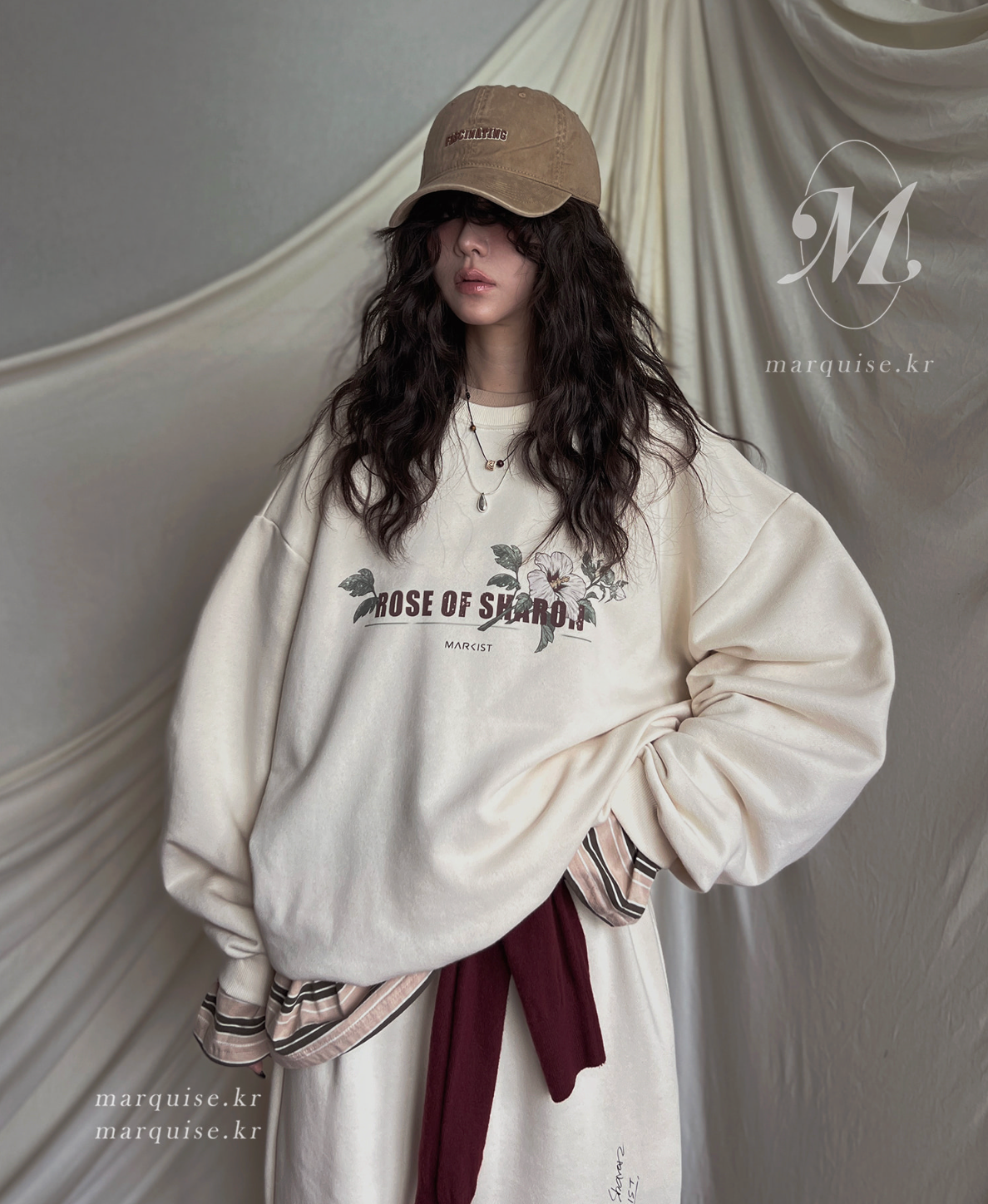 韓國Marquise oversized 落肩袖大學Tee