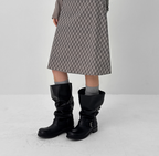 韓國 Blackup Vintage Buckle Boots 鬆垮垂墜長靴