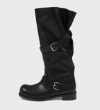 韓國 Blackup Vintage Buckle Boots 鬆垮垂墜長靴