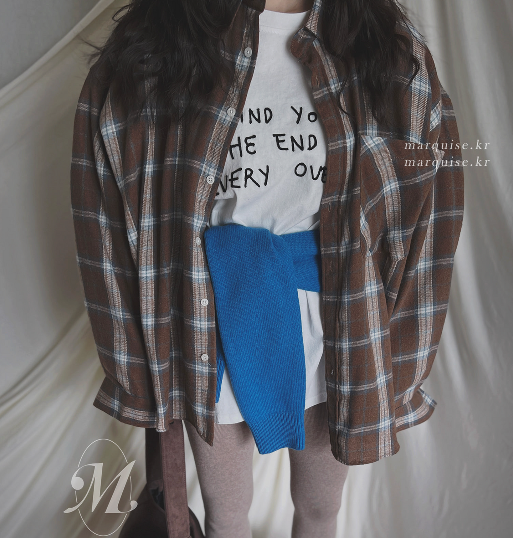 Marquise oversized 輕薄的法蘭絨 復古格紋襯衫