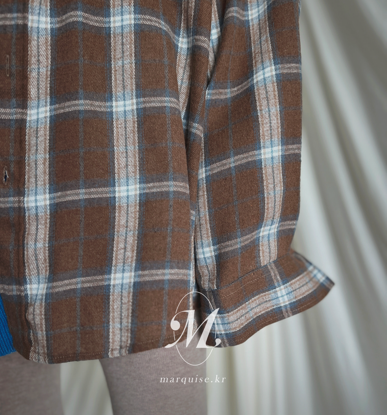 Marquise oversized 輕薄的法蘭絨 復古格紋襯衫