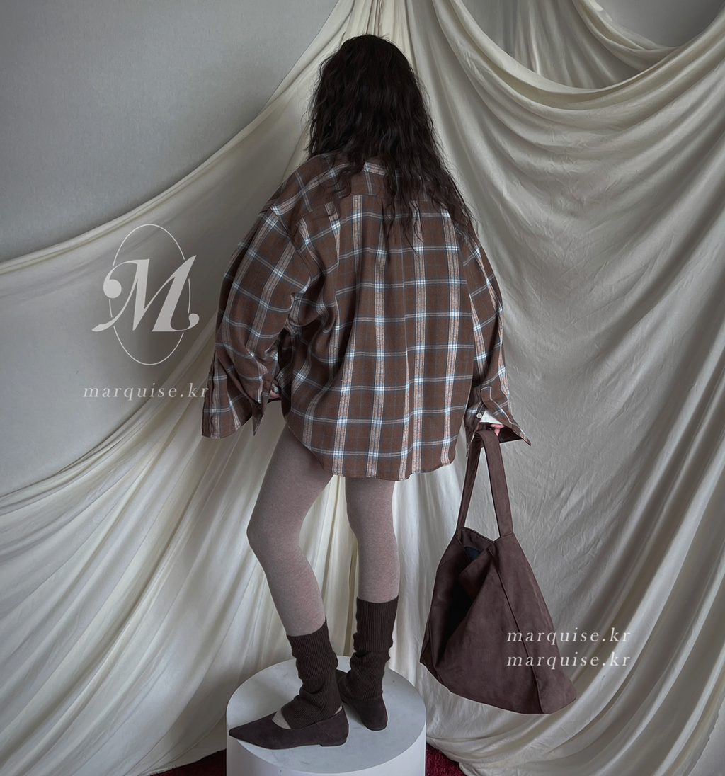 Marquise oversized 輕薄的法蘭絨 復古格紋襯衫