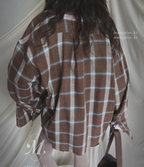 Marquise oversized 輕薄的法蘭絨 復古格紋襯衫