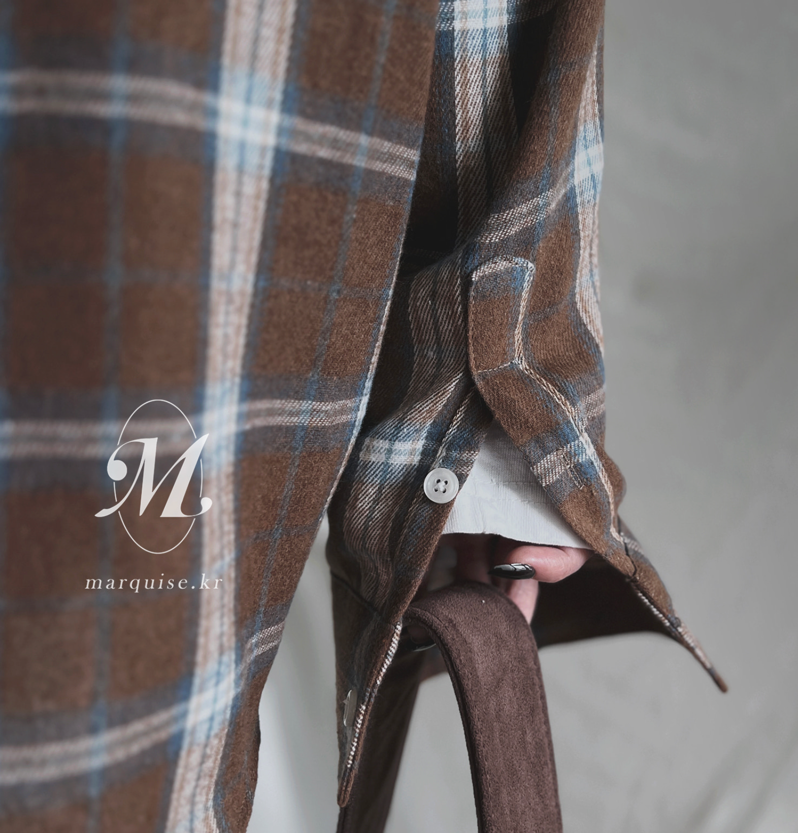 Marquise oversized 輕薄的法蘭絨 復古格紋襯衫