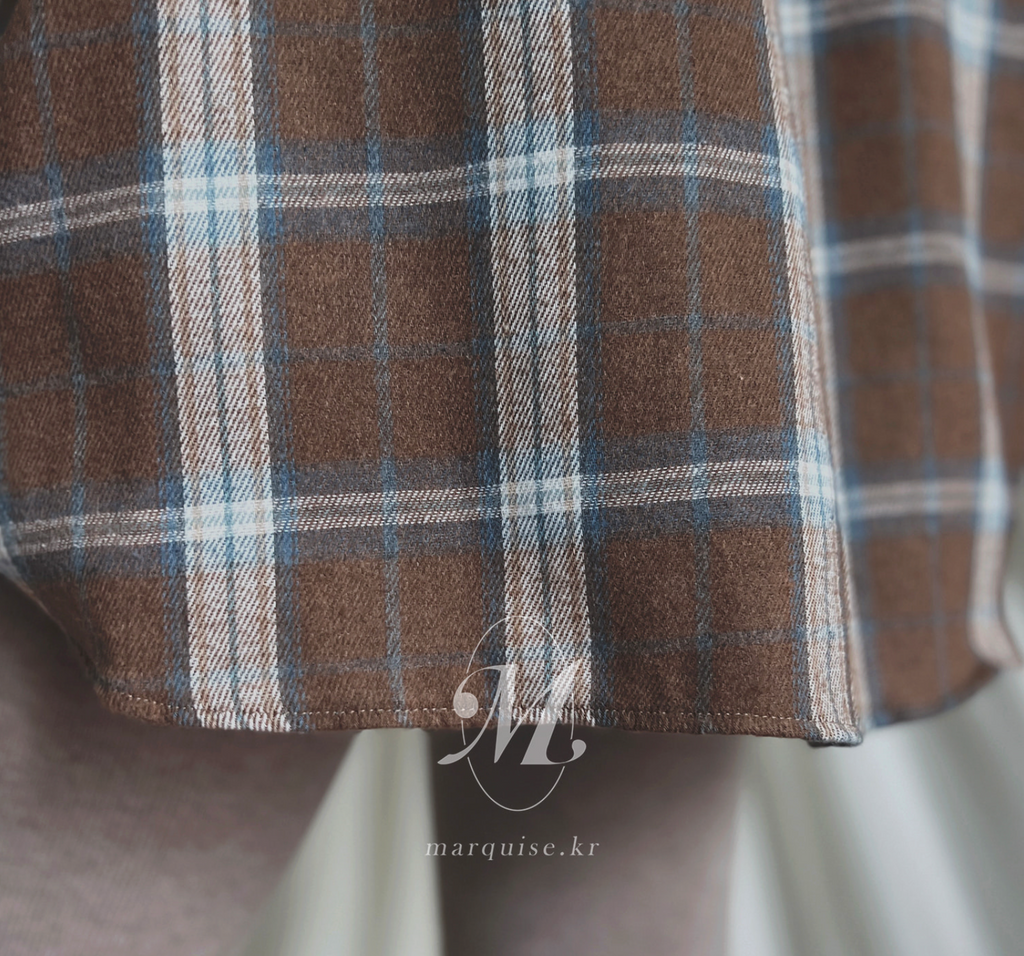 Marquise oversized 輕薄的法蘭絨 復古格紋襯衫