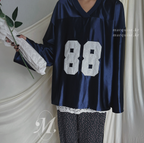 韓國 Marquise oversized蕾絲刺繡 88 紀念球衣 長Tee