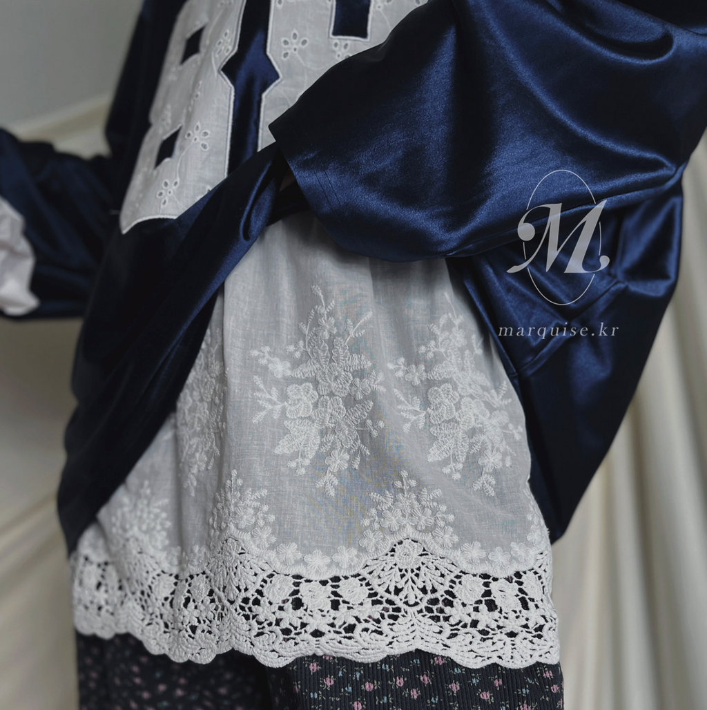 韓國 Marquise oversized蕾絲刺繡 88 紀念球衣 長Tee