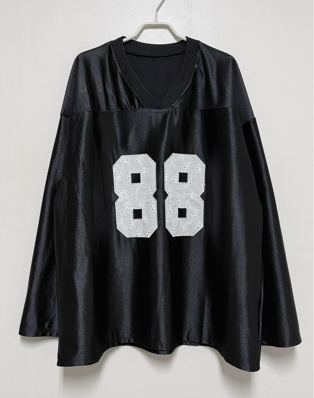 韓國 Marquise oversized蕾絲刺繡 88 紀念球衣 長Tee