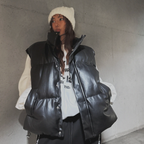 韓國 streetfs lagirl 皮革羽絨背心