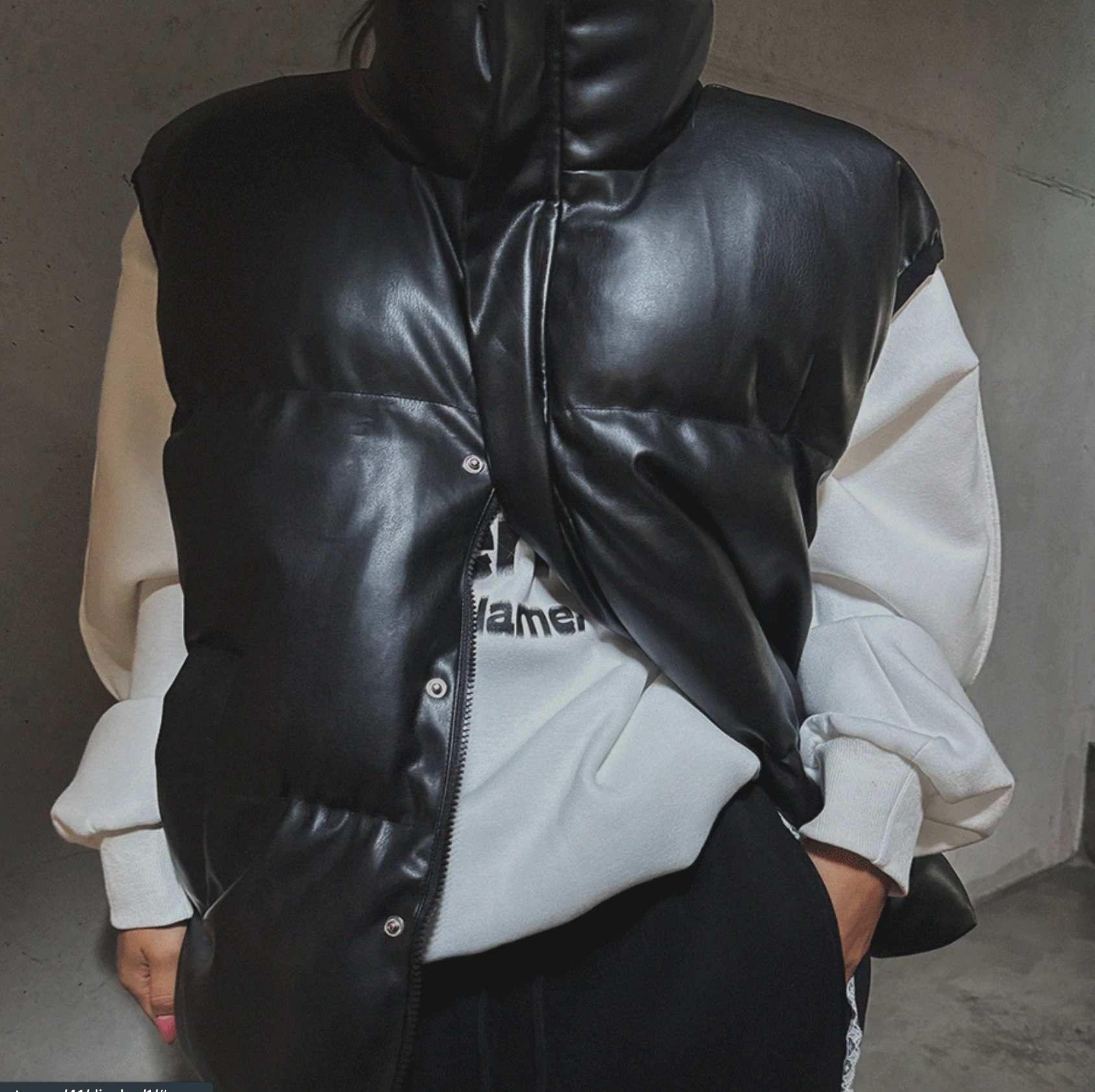 韓國 streetfs lagirl 皮革羽絨背心