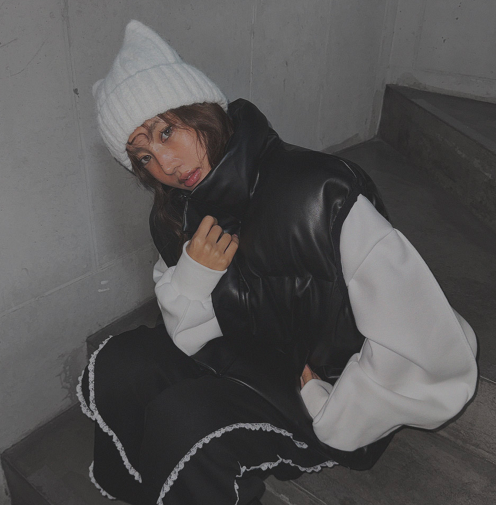 韓國 streetfs lagirl 皮革羽絨背心