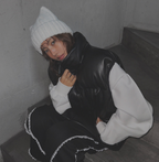 韓國 streetfs lagirl 皮革羽絨背心