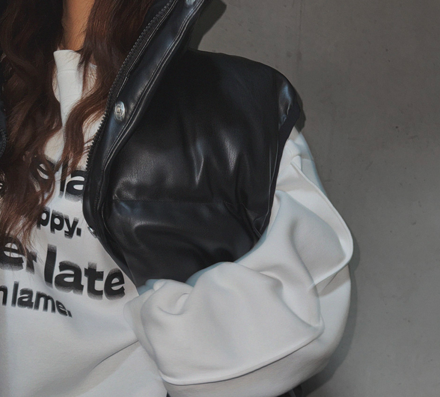 韓國 streetfs lagirl 皮革羽絨背心