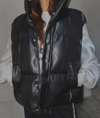 韓國 streetfs lagirl 皮革羽絨背心