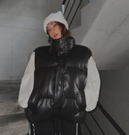 韓國 streetfs lagirl 皮革羽絨背心