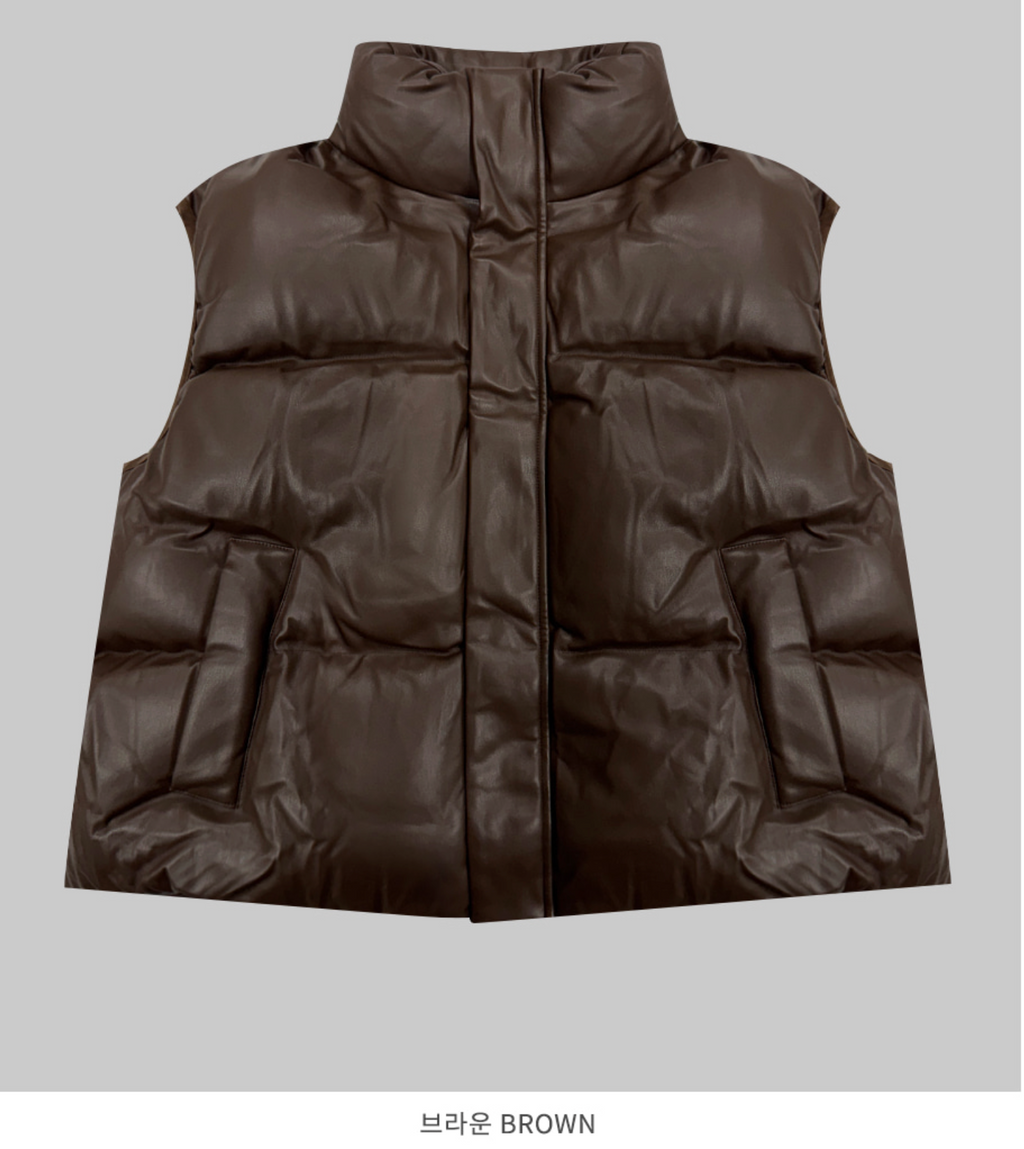 韓國 streetfs lagirl 皮革羽絨背心