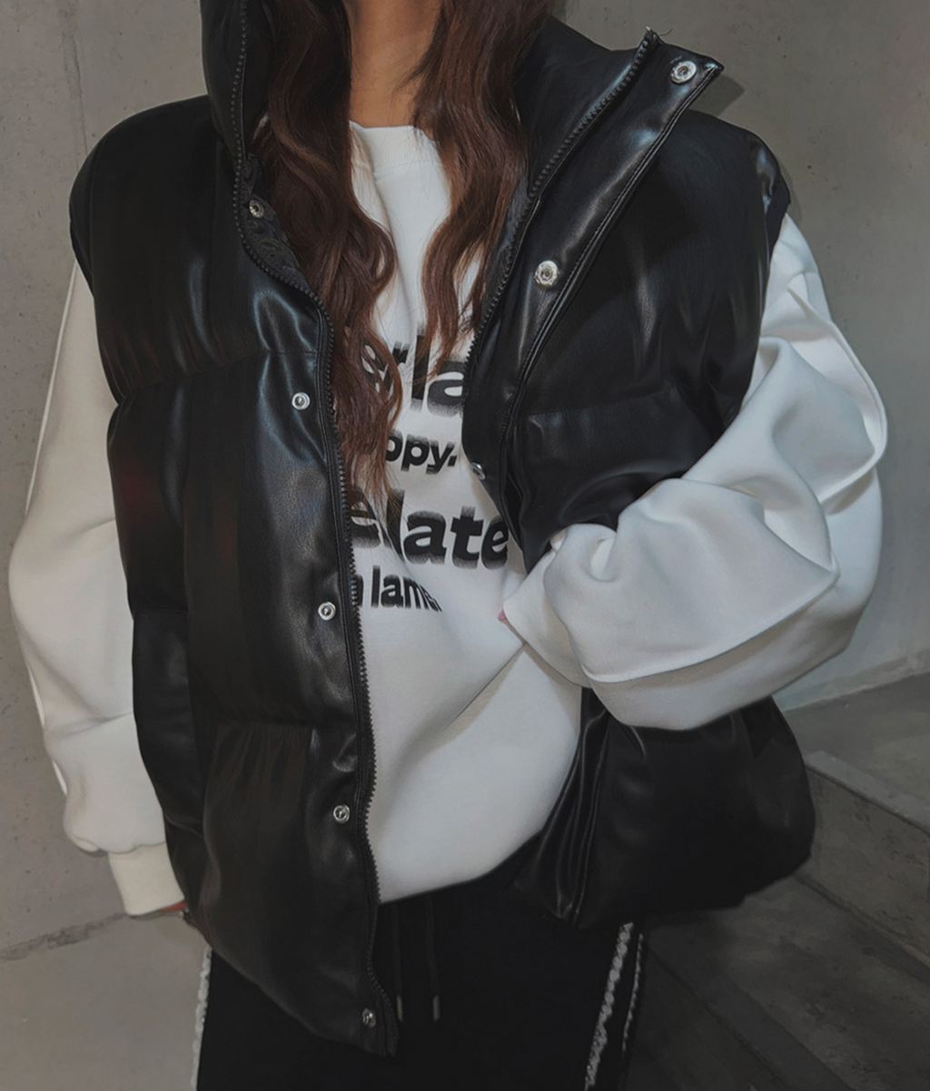 韓國 streetfs lagirl 皮革羽絨背心