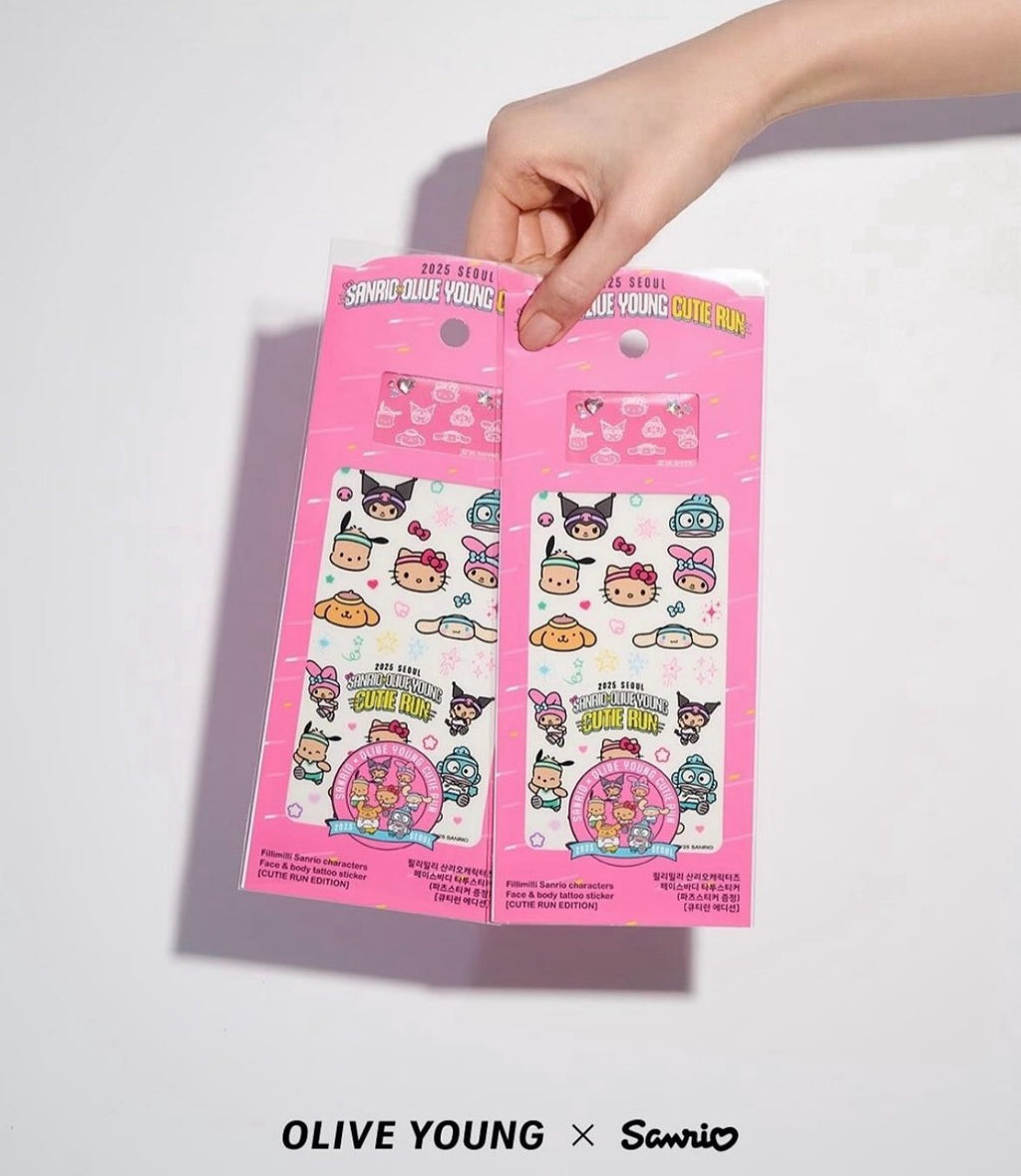 韓國 Olive Young X Sanrio 路跑活動聯名 KITTY 酷洛米 帕恰狗 吊飾 背包 刺青貼紙
