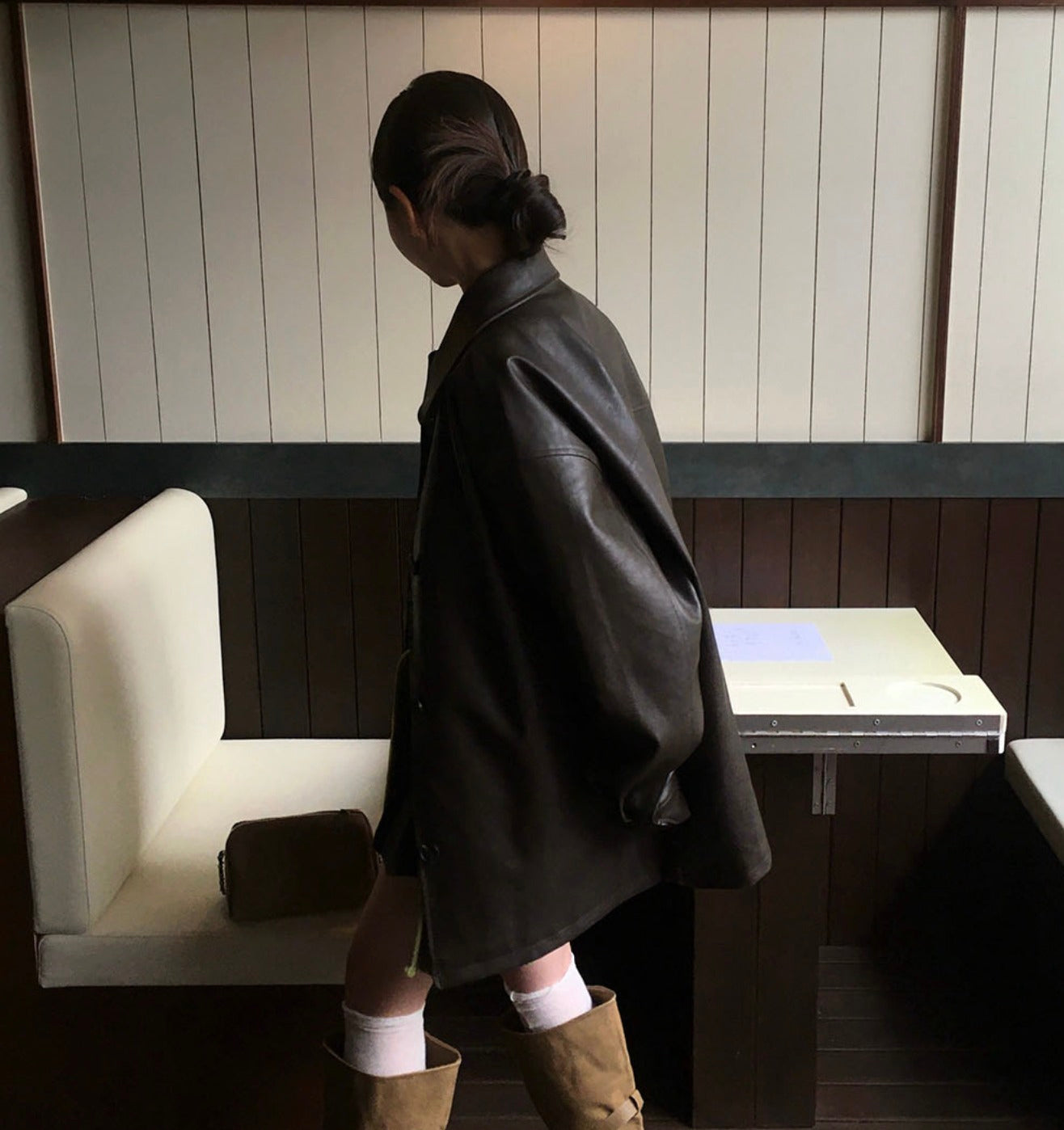 韓國 Beidelli oversized 工裝風 皮夾克