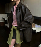 韓國 Beidelli oversized 工裝風 皮夾克